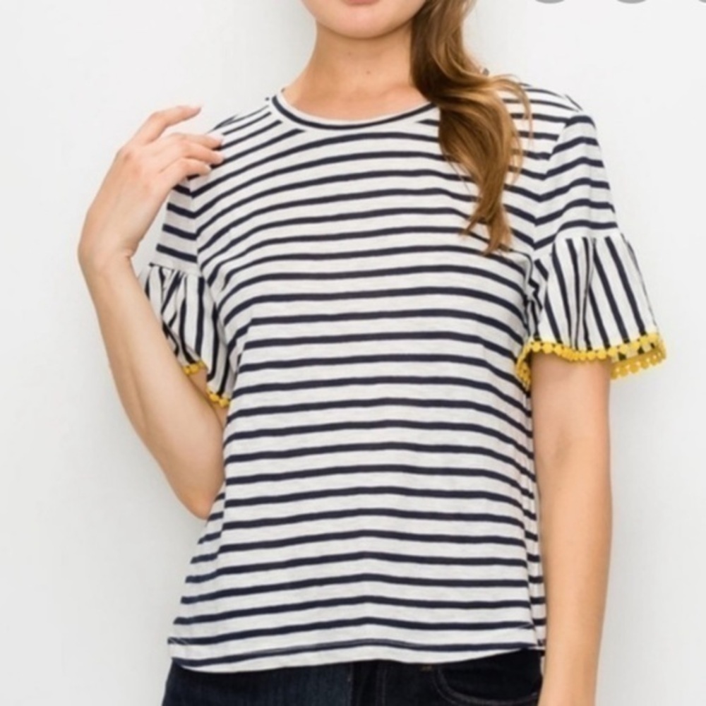 W5 striped bell sleeve top size small